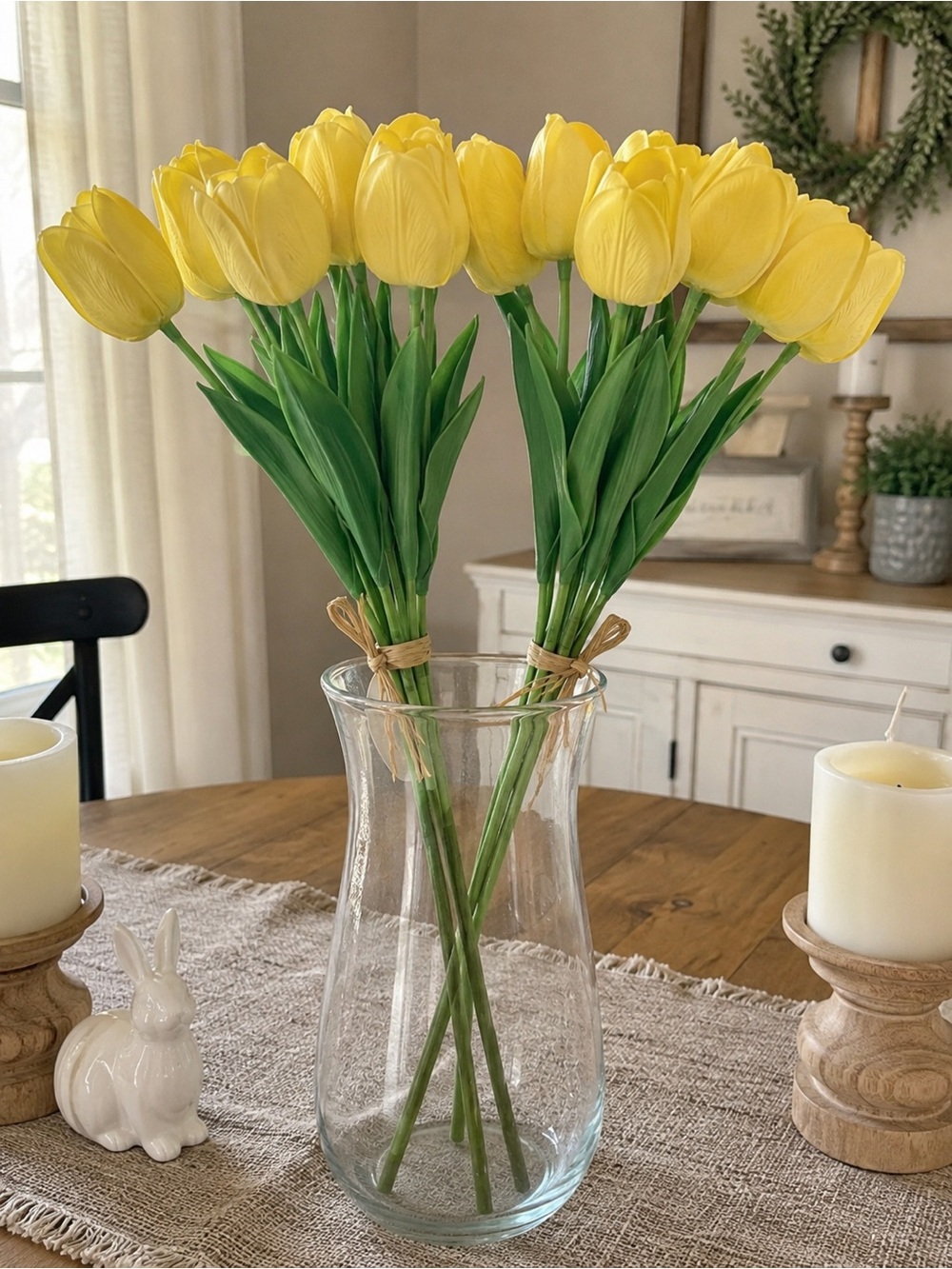 Kirkton House Yellow Faux Tulips Set of 2 NWT Spring Wedding Floral Decor